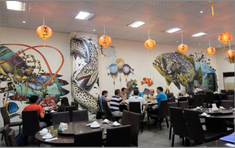 桃源海鲜餐厅墙体彩绘